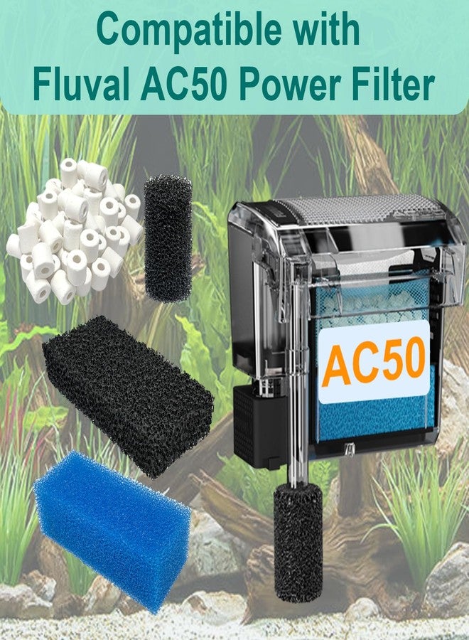 beaufan Aquarium Media Maintenance Kit Replacement for Fluval AC50 Power Filter, Includes 4 Foam Filters, 4 Carbon Sponge Filters, 4 Pack Ceramic Rings and 4 Intake Strainer Sponges - Image 2